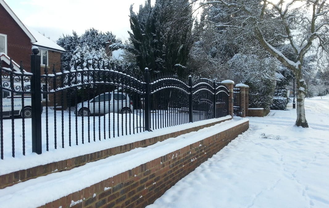 metal railings in the snow